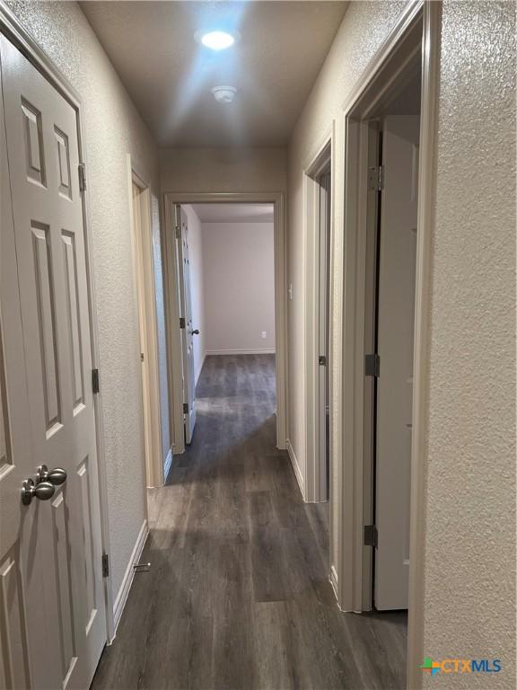 hallway featuring dark hardwood / wood-style floors