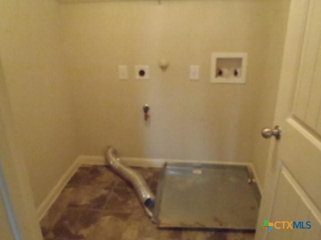 306 Oak Creek Way, New Braunfels, TX 78130 - clothes washing area with electric dryer hookup, laundry area, gas dryer hookup, hookup for a washing machine, and baseboards