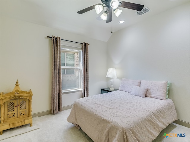 535 Mission Hill Run, New Braunfels, TX 78132 - bedroom featuring light colored carpet, a ceiling fan, baseboards, and recessed lighting