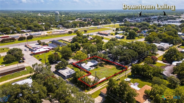 119 W Crockett St, Luling, TX 78648 - aerial view of property and surrounding area with property boundaries highlighted