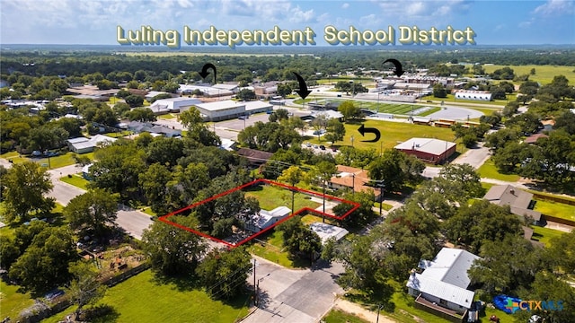 119 W Crockett St, Luling, TX 78648 - aerial view of residential area featuring property boundaries highlighted