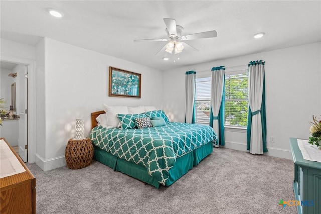 1605 Altavista Loop, Temple, TX 76502 - carpeted bedroom featuring baseboards, recessed lighting, and ceiling fan