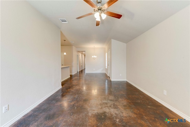 spare room with ceiling fan