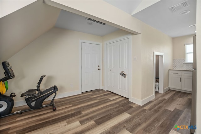 interior space featuring dark hardwood / wood-style flooring