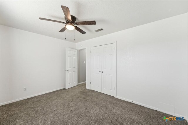 3400 Sally Cir, Kempner, TX 76539 - unfurnished bedroom with carpet, baseboards, ceiling fan, and a closet