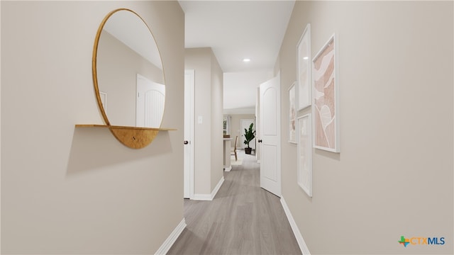 hall featuring light wood-type flooring