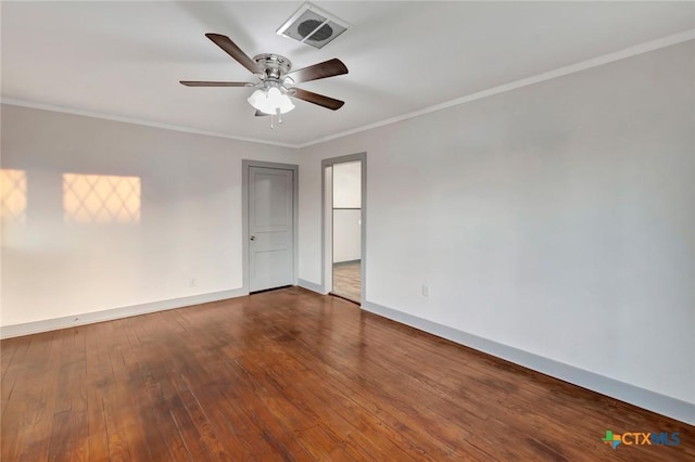 2901 Lone Tree Rd, Victoria, TX 77901 - spare room featuring ceiling fan, dark wood finished floors, and crown molding