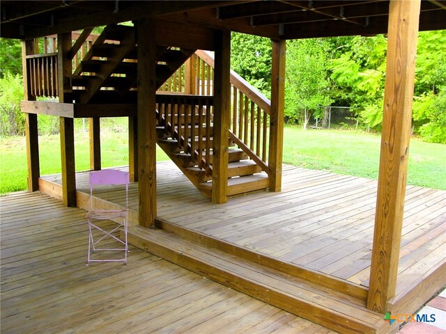 deck with a yard