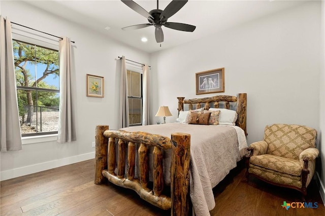 1204 Salt Lick Dr, New Braunfels, TX 78132 - bedroom featuring wood-type flooring, recessed lighting, and ceiling fan