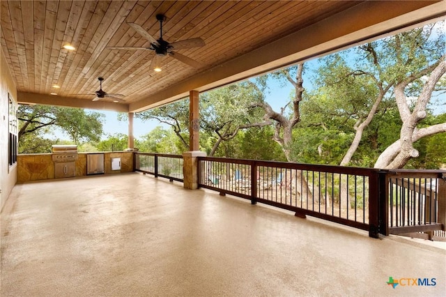 1204 Salt Lick Dr, New Braunfels, TX 78132 - view of patio with exterior kitchen and a ceiling fan