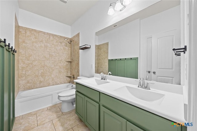 18420 Blush Rose Rd, Pflugerville, TX 78660 - full bath with shower / washtub combination, double vanity, and tile patterned floors