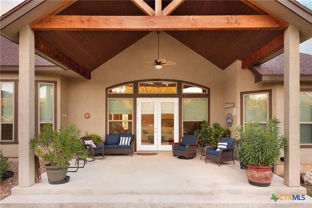 226 Sabella, Spring Branch, TX 78070 - view of patio featuring french doors, ceiling fan, and outdoor lounge area