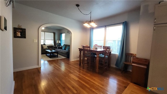 1804 N Goldman St, Victoria, TX 77901 - dining room featuring arched walkways, wood finished floors, and healthy amount of natural light
