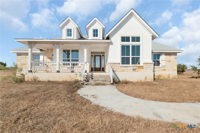 view of front facade featuring covered porch