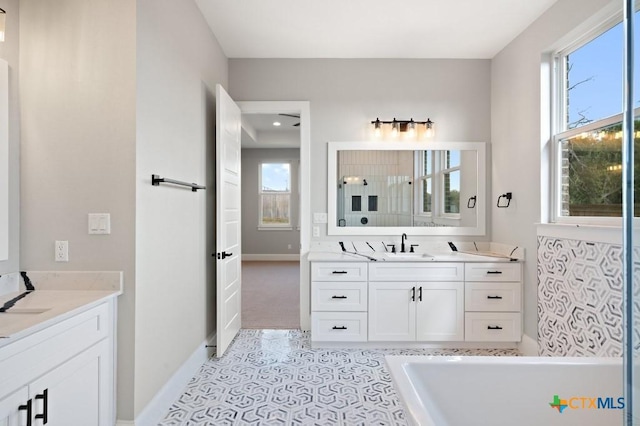 bathroom featuring a bath and vanity