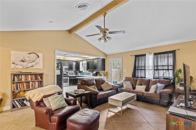 203 Yorkshire Ln, Victoria, TX 77904 - living area with light tile patterned floors and ceiling fan
