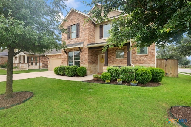 3301 Amerigo Pl, Round Rock, TX 78665 - view of front of home featuring brick siding, driveway, and a front lawn