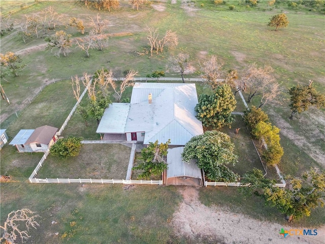 aerial view featuring a rural view