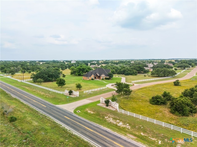 aerial view with a rural view