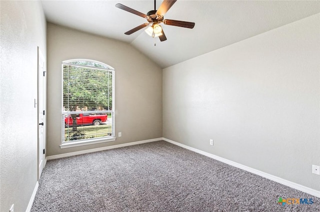 1617 Shadow Canyon Dr, Temple, TX 76502 - spare room with carpet, a ceiling fan, and vaulted ceiling