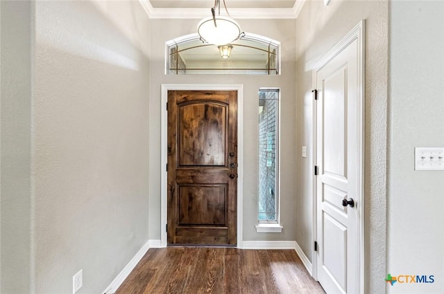 1617 Shadow Canyon Dr, Temple, TX 76502 - foyer featuring wood finished floors and crown molding