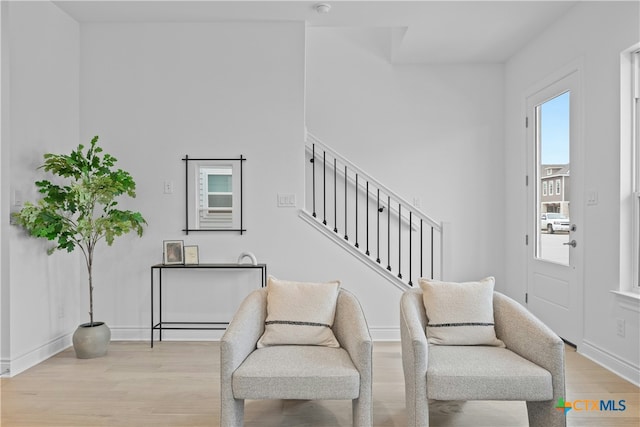 living area featuring light wood-type flooring