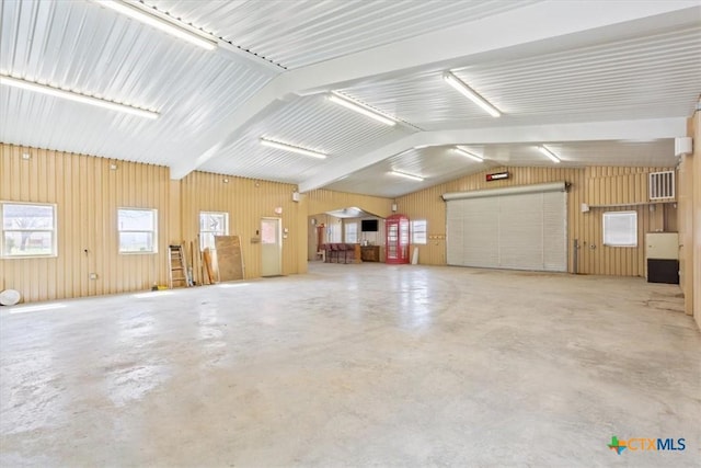 garage with metal wall