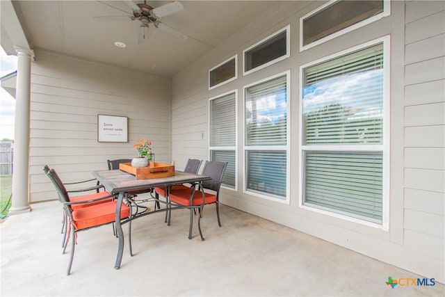 view of patio with ceiling fan