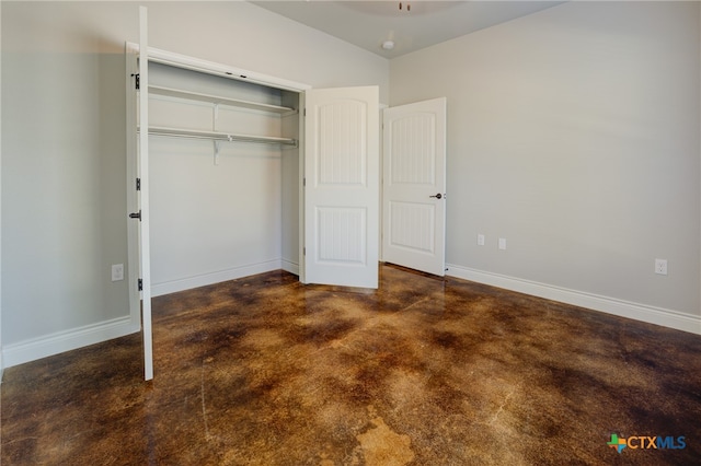 unfurnished bedroom with a closet