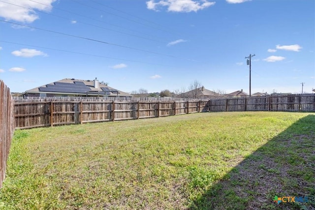 view of yard featuring a fenced backyard