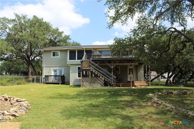 1215 Amanda, Canyon Lake, TX 78133 - rear view of house featuring a deck and stairway