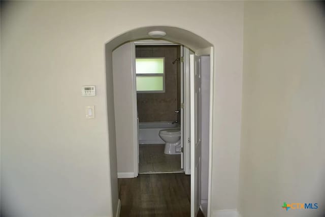 hall featuring dark hardwood / wood-style floors