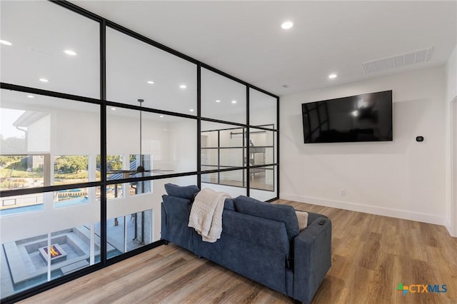 living room featuring wood-type flooring