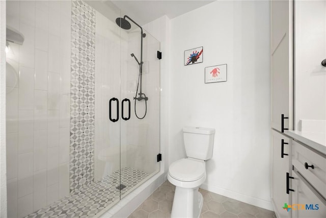 921 Indian Trl, Harker Heights, TX 76548 - full bath with a shower stall, toilet, tile patterned flooring, vanity, and baseboards