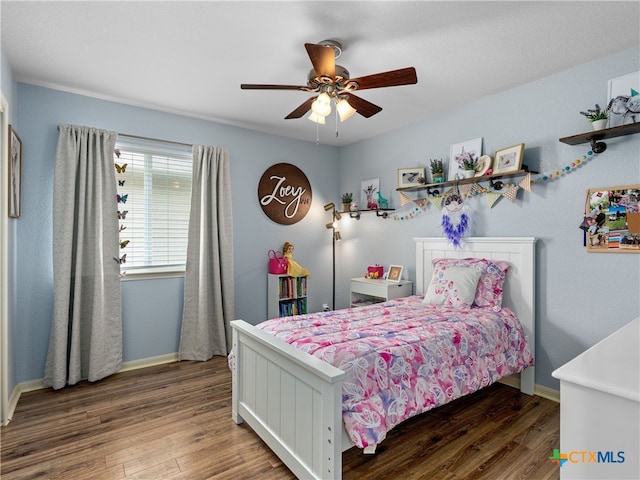 2416 Kolton St, New Braunfels, TX 78130 - bedroom featuring wood finished floors and ceiling fan