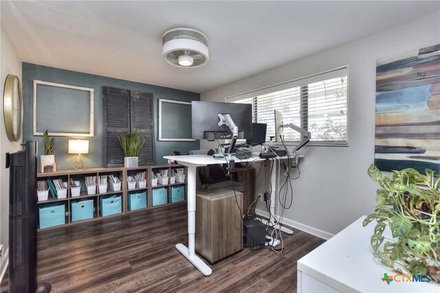 office area featuring dark hardwood / wood-style flooring