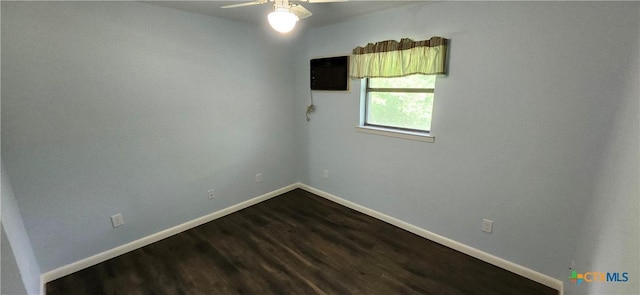 217 Taylors Dr, Temple, TX 76502 - unfurnished room with a ceiling fan, baseboards, and dark wood-type flooring