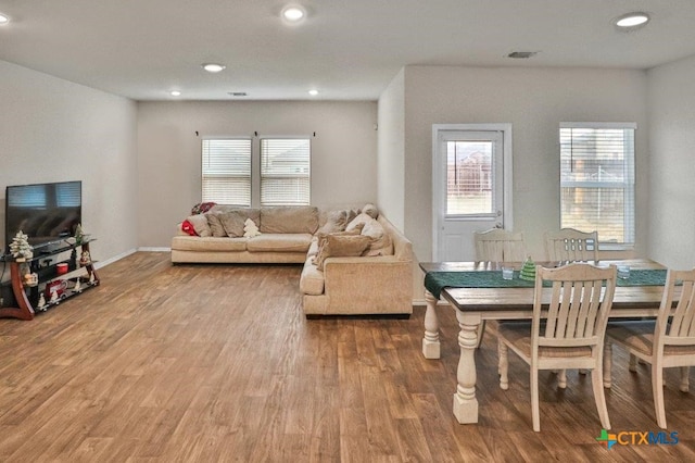 living room with hardwood / wood-style floors