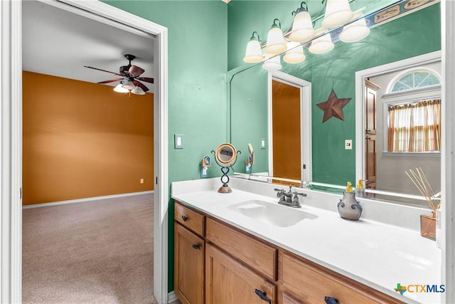 803 S Converse St, Flatonia, TX 78941 - bathroom featuring vanity and ceiling fan