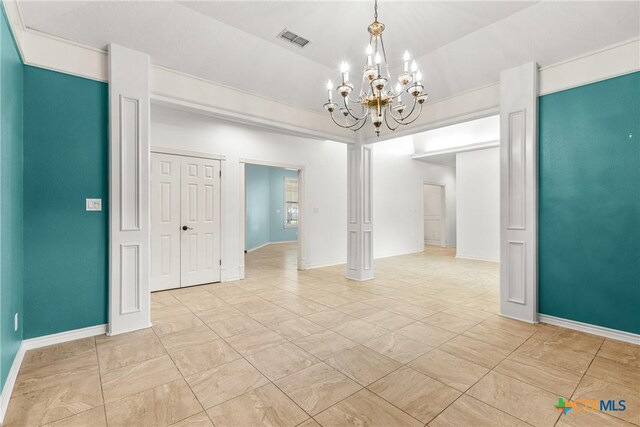 803 S Converse St, Flatonia, TX 78941 - empty room featuring a chandelier and baseboards