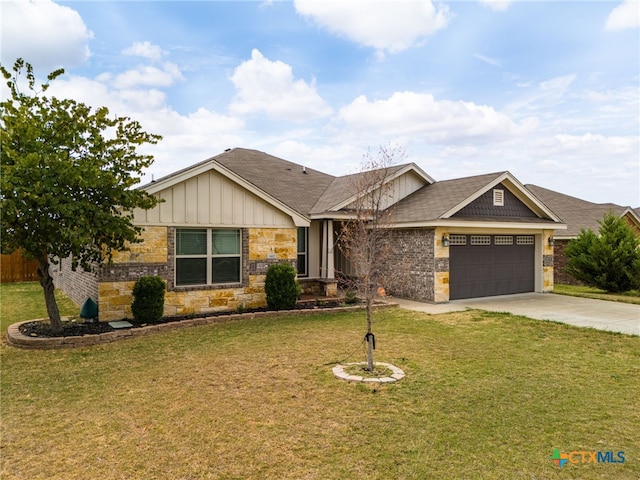 craftsman-style house with a front lawn and a garage