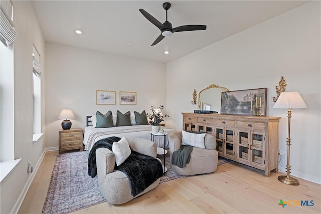 bedroom featuring recessed lighting, baseboards, and wood finished floors
