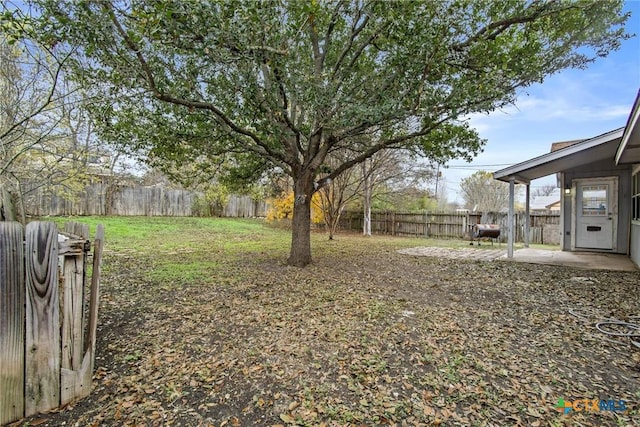 view of yard with a patio area