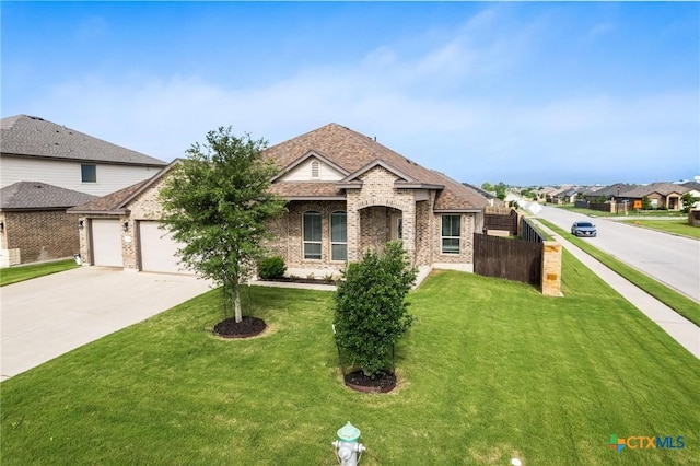 view of front of home featuring brick siding, concrete driveway, and a garage