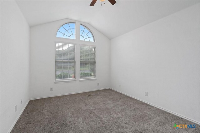 4401 Maggie Dr, Killeen, TX 76549 - carpeted spare room with lofted ceiling, a ceiling fan, and baseboards