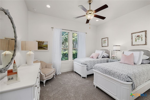 2319 Geneseo Oaks, New Braunfels, TX 78132 - carpeted bedroom featuring a ceiling fan, recessed lighting, and baseboards