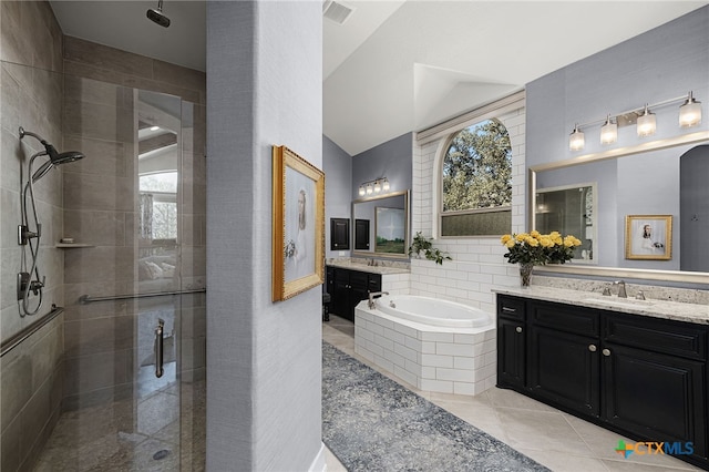 2319 Geneseo Oaks, New Braunfels, TX 78132 - full bathroom with a wealth of natural light, visible vents, a stall shower, and a bath