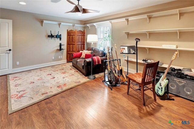 6 Cotswold Ln, Victoria, TX 77904 - sitting room with ceiling fan, wood finished floors, recessed lighting, and baseboards