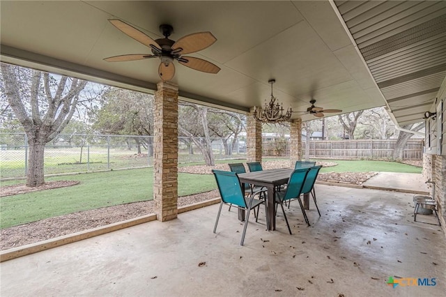 view of patio / terrace featuring ceiling fan