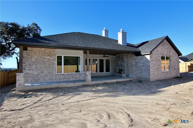 back of house featuring ceiling fan and a patio area